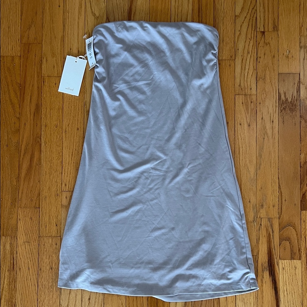 BNWT! Aritzia Wilfred grey Corelli mini dress strapless bandeau tube small